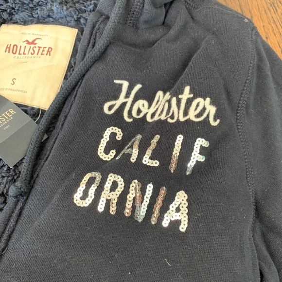 2 for 15 Hollister Women’s Sherpa Hoodie Navy S - Picture 2 of 9